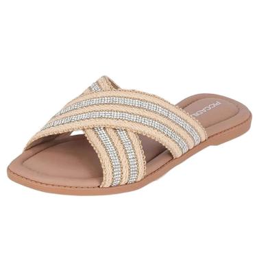 Imagem de Chinelo Feminino Rasteira Tira X Strass Conforto Piccadilly