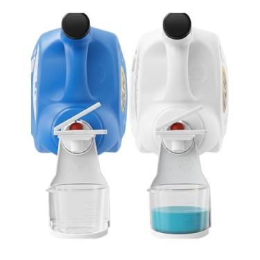 Imagem de Pacote com 2 suportes para copos com interruptor de bico fácil de pressionar, bandeja coletora de gotejamento, organizador de dispensador de sabão sem bagunça para armazenamento de lavanderia e