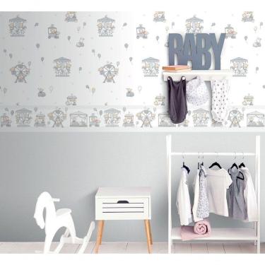 Imagem de Papel De Parede Lullaby Carrossel Cinza 2203 - Rolo 10m X 0,53m