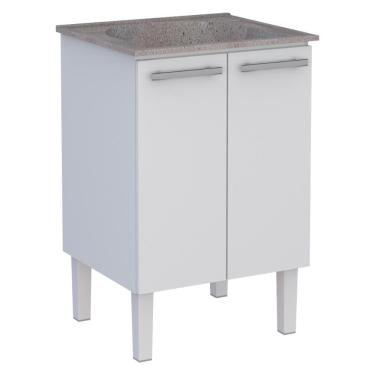 Imagem de Gabinete Para Lavanderia Em Aço Com Tanque Surubim Branco