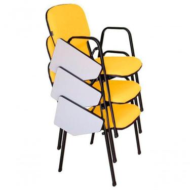 Imagem de 03 Cadeiras Universitárias Linha Hotel Auditório Amarelo