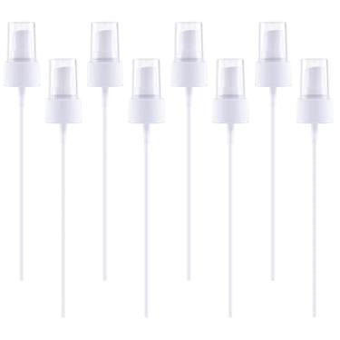 Imagem de 8 peças de tampa de frasco spray branco, substituição de bicos de pulverizador, tampas de spray de névoa fina com tubo de imersão de 15 cm, bomba de pulverizador de plástico para óleo essencial