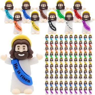 Imagem de Yelakey Little Mini Jesus Figures He is Risen, 100 peças de estatuetas de bebê Jesus a granel para esconde-esconde, lembrancinhas de festa religiosa, presente de batismo, recheios de ovos de Páscoa