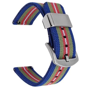 Imagem de Aoeiwv Pulseira de relógio de nylon de tecido elástico de 18 mm, 20 mm, 22 mm, 24 mm, à prova d'água, de liberação rápida, pulseira de reposição para homens e mulheres