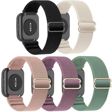 Imagem de ZOCOVIN Pacote com 5 pulseiras elásticas para Amazfit Bip 5/GTR 4/GTR 3 Pro/GTR 3/GTR 2/2e/GTR 47 mm, pulseira elástica de nylon macio esportivo para Amazfit Balance/Cheetah