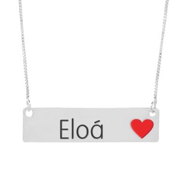 Imagem de Colar Semijoia Nome Personalizado Coração Resinado Eloá Banhado em Prata 1000-999001797