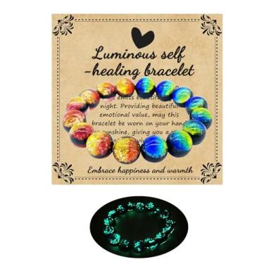 Imagem de Zyuzles Pulseira de vidro Firefly que brilha no escuro pulseira de vidro com tema planeta pulseira de autorcura incentiva presentes de bênção para homens e mulheres, standard, Vidro, Sem Pedra