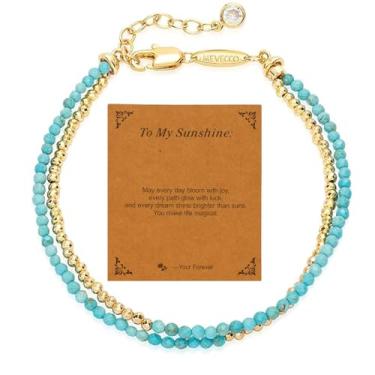 Imagem de Warmhope Pulseira feminina com contas de pedra artesanalmente trabalhada, banhada a ouro 18 quilates, corrente com contas, empilhável, joias modernas, lindos presentes, universal size, Latão, Sem