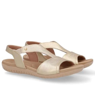 Imagem de Usaflex, Sandália Rasteira Feminina Usaflex Couro Ouro R18083004 Tamanho:37;Cor:Dourado