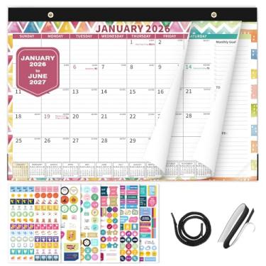 Imagem de Ospelelf Calendário de mesa 2026-2027, calendário magnético de parede para geladeira, agenda grande mensal de 18 meses com capa de plástico 43 x 30 cm, geometria de janeiro de 2026 a junho de 2027