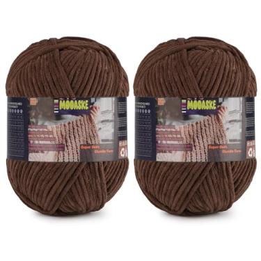 Imagem de 2 novelos de fio de chenille fofo para crochê - fio de cobertor de bebê para tricô - fio de veludo para crochê Amigurumi, fios ultramacios, peso total 400 g, comprimento total 480 m/524 jardas (2