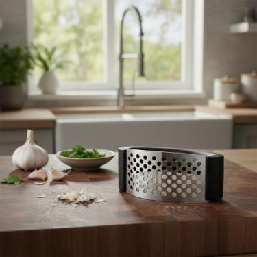 Imagem de Espremedor e Amassador de Alho Aço Inox Triturador Manual De Legumes -