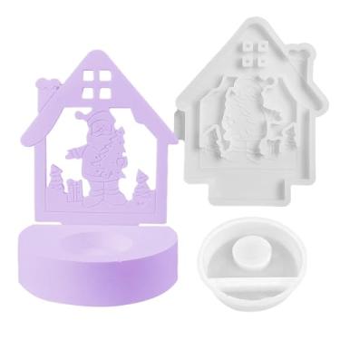 Imagem de Shakven Molde de castiçal de Natal, molde de resina de castiçal de Natal | Molde de fundição de resina epóxi - Moldes votivos do suporte de vela do silicone para a peça central da tabela,