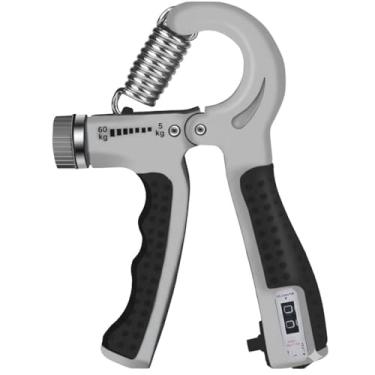 Imagem de Hand Grip com Mola Ajustável até 60kg + Contador – Fortalecimento de Punho, Antebraço e Mãos (Cinza)
