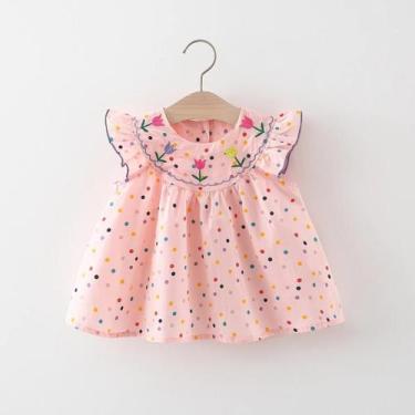 Imagem de Vestido de Bebê em Algodão Bordado - Confortável e Colorido com Estamp