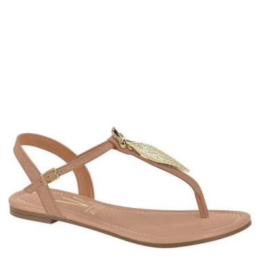 Imagem de Sandália Rasteira Pedrarias Casual Feminina Vizzano 6371374, Nude, 36