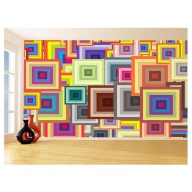 Imagem de Papel De Parede Geométrico Quadrados Colorido 3,5M Gmt136 - Você Decor
