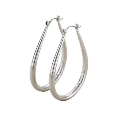 Imagem de Brincos femininos estilosos de argola em gota de prata e ouro – Brincos leves e altamente polidos, joias elegantes para presente para todas as ocasiões!, Medium, Aço inoxidável Ferro Metal, Sem pedra