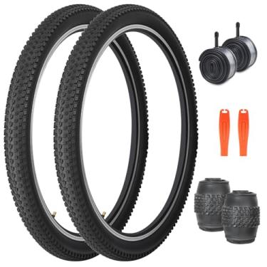 Imagem de FOMAS Pneu de bicicleta 24/26/27,5/73,7 x 5,4 cm (preto, pacote com 2 com tubos, 73,7 x 5,4 cm)