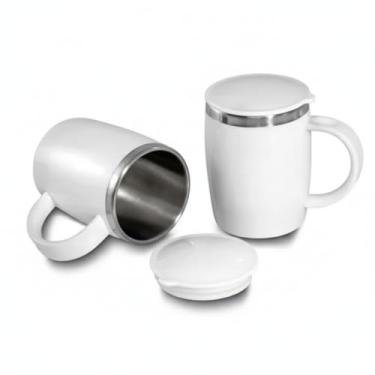 Imagem de Caneca Térmica Aço Inox 400ml Com Tampa Café Time