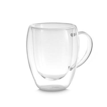 Imagem de Xícara 350ml em Vidro com Parede Dupla Transparente – Isolamento Térmico, Design Flutuante, Toque Confortável e Ideal para Café, Chá, Cappuccino e Bebidas Geladas sem Suor