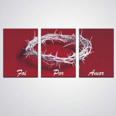 Imagem de Quadro Decorativo 3 Peças Fé Amor Gratidão Placa Decorativa - Quadros 