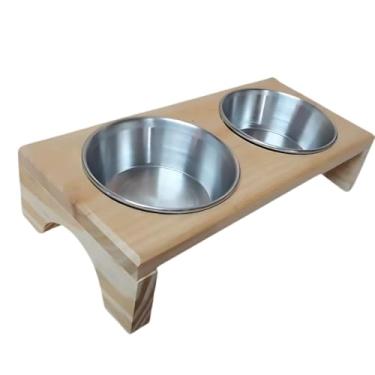 Imagem de Comedouro e Bebedouro Madeira Pinus e Aluminio pra Cachorro ou Gato(Comedouro Individual)