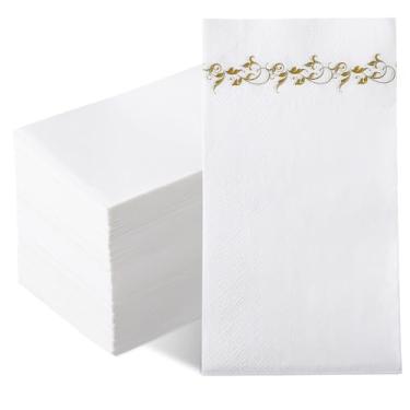 Imagem de BSSN 100 guardanapos descartáveis 2 camadas, toalhas de papel de mão para convidados para decoração elegante guardanapo de mão para casa cozinha banheiro casamento feriado festa suprimentos de mesa