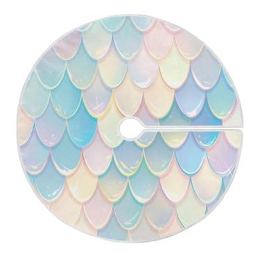 Imagem de Blueangle Saia de árvore de Natal com escamas de sereia de 89,9 cm - poliéster macio e resistente a rugas, decoração de férias para festas de Natal, árvore festiva e decoração de casa (711)