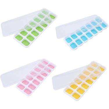 Imagem de Forma Com Tampa Gelo Ice Flexivel Forminha Fundo Silicone 14 Cubos Alimentos Frutas Papinha(3)