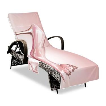 Imagem de ATTX Elegante capa de toalha para cadeira de salão, com salto alto, rosa, antiderrapante, 215,8 x 76,2 cm, para uso ao ar livre, jardim, hotel e espreguiçadeiras #423