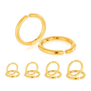 Imagem de LXUEJIE 8 peças de brincos com clipe de ouro para homens e mulheres, argolas falsas sem piercing, 4 tamanhos, fixe, de aço inoxidável, prendedores de orelha, unissex, presentes de Natal