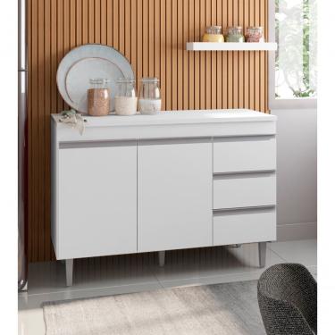 Imagem de Balcão Cozinha Com Tampo 120cm 3 Gavetas Leticia A01 - D'rossi Cor Branco