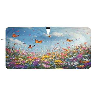 Imagem de Blueangle Sea Daisies Para-brisas Para-brisas - 149.9 cm x 76.2 cm Dobrável Carro Frontal Para-sol Blocos Raios UV Viseira de Sol (266)
