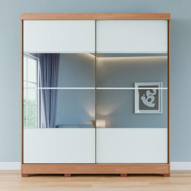 Imagem de Guarda Roupa Casal com Espelhos 2 Portas de Correr com Pés em MDF Pontal Móveis Castro