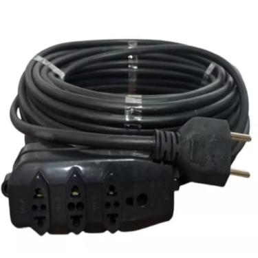 Imagem de Extensão Elétrica 2m a 25m Cabo PP 2x2,5 mm 500V Plug 10A – Extensão Flexível Profissional Preta (10 metros)