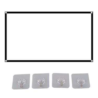 Imagem de Pissente Tela de Projeção Portátil, Cortina de Projeção Dobrável HD 16:9 Com Furos para Home Theater e Cinema Ao Ar Livre, Material Em Poliéster Branco (60 polegadas)