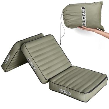 Imagem de Kampair Almofada de dormir dobrável tri removível para acampamento, colchão de ar ultra-grosso de 14 cm, enchimento rápido, design de zíper para destacamento, lavável na máquina, almofada familiar