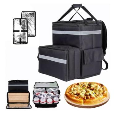 Imagem de Bolsa de Entrega Pizza Isolada Mochila para Comida Térmica Transporte Cooler Lado Macio à Prova Vazamento Mercearia Take Out