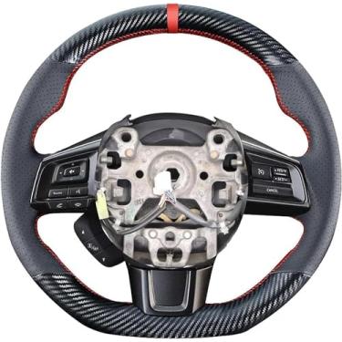 Imagem de Loncky Capa de volante de couro de fibra de carbono OEM com ajuste personalizado para Subaru WRX STI 2015 2016 2017 2018 2019 2020 2021 / Subaru Levorg 2015-2019 Acessórios interiores (1)