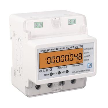 Imagem de YWBL-WH Medidor de Energia Monofásico, Medidor de Energia Inteligente Em Trilho DIN WiFi Com Display LCD Retroiluminado e Controle Remoto de APP, para Monitoramento de Eletricidade