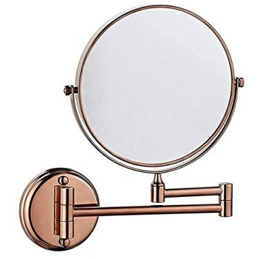 Imagem de YYBOES Espelho de banheiro montado na parede espelho de maquiagem 20,3 cm espelho giratório de parede com dois lados extensível dobrável banheiro barbear espelho de maquiagem cosmético