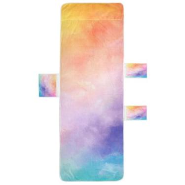 Imagem de STAYTOP Capa de toalha de cadeira de descanso colorida para tingimento, capa macia para espreguiçadeira, capas de cadeira de praia com bolsos para jardim, pátio, pátio, banhos de sol, gramado, 215 x