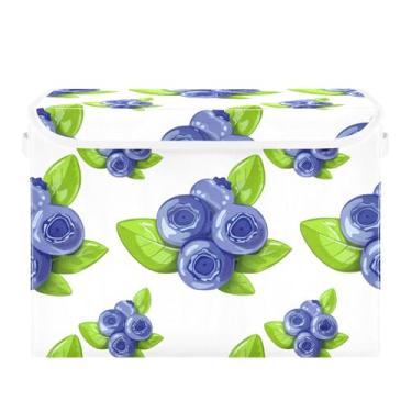 Imagem de xigua Cestos de armazenamento de mirtilos com tampas e alça de transporte, caixas de armazenamento dobráveis organizadores recipientes cestos cubo com capa para casa, quarto, armário, escritório