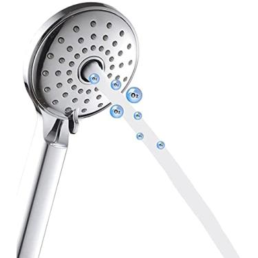 Imagem de YYBOES Chuveiro de cabeça de chuveiro filtro de chuveiro elétrico cabeça de chuveiro de alta pressão para aumentar a pressão cabeça de chuveiro prata silicone portátil alto