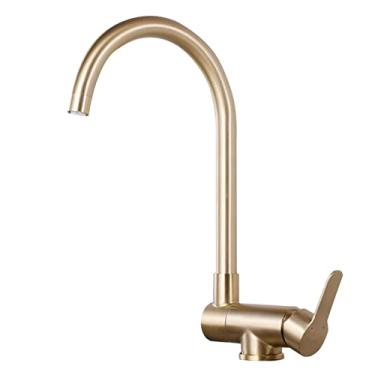 Imagem de YYBOES Torneiras de cozinha Dobráveis Dentro Janela Torneira de Pia Dourada Escovado Aço Inoxidável Dobrável Água Quente e Fria Torneiras Giratórias de Pia de Cozinha-B