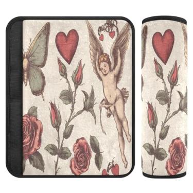 Imagem de Burbuja Capa para cinto de segurança de carro padrão Valentine protetor de cinto de segurança macio confortável para alça de ombro de assento de carro, 1 par pequeno