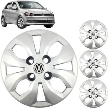 Imagem de Jogo 4 Calotas Aro 13 Vw Gol G6 G7 2013 a 2018 Com Adesivo Logo Vw Resinado Grid 240CA