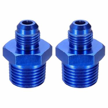 Imagem de HARFINGTON 2 peças 6AN macho para 1/5.1 cm NPT macho adaptador de alargamento reto tubo adaptador de encaixe de linha de mangueira de combustível de alumínio para veículos, azul