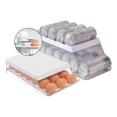 Imagem de Kit Organizador De Geladeira Porta Ovos E Porta Latas Clear - Ou